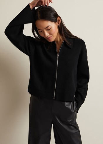 Phase Eight Maisie Zip Jackets Black Australia | XQ0185923